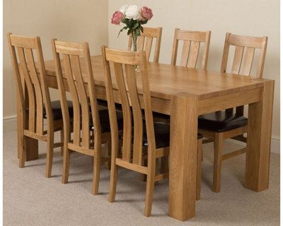 That's Furniture Kuba 180 X 90 Cm Chunky Oak Dining Table And 6 Chairs Dining Set With Princeton Chairs - image 1