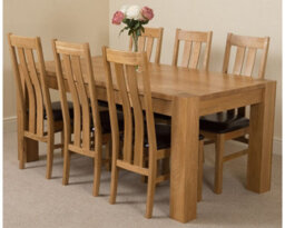 That's Furniture Kuba 180 X 90 Cm Chunky Oak Dining Table And 6 Chairs Dining Set With Princeton Chairs - thumbnail 1