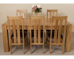 That's Furniture Kuba 180 X 90 Cm Chunky Oak Dining Table And 6 Chairs Dining Set With Princeton Chairs - thumbnail 2