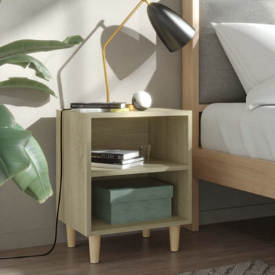 Berkfield Bed Cabinet With Solid Wood Legs Sonoma Oak 40X30X50 Cm - image 1