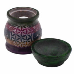 Serenityy Soapstone Oil Burner 10Cm - Flower Of Life - Five Colours, Gloss Finish - thumbnail 3