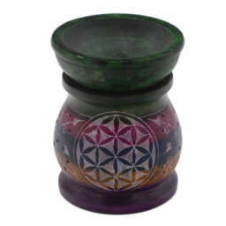 Serenityy Soapstone Oil Burner 10Cm - Flower Of Life - Five Colours, Gloss Finish - thumbnail 2