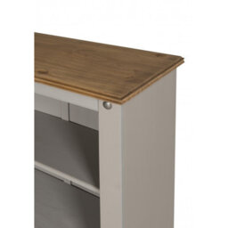 Mercers Furniture Corona Grey Wax Medium Bookcase Open Shelving Unit Solid Wood Pine Wooden With Mexican Styling - thumbnail 3