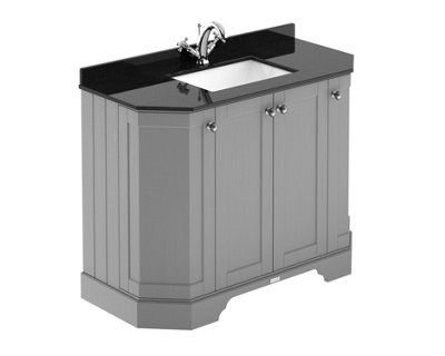 Hudson Reed Floor Standing 4-Door Angled Vanity Unit With 1 Tap Hole Black Marble Top & Basin, Storm Grey, 1036X470mm - image 1