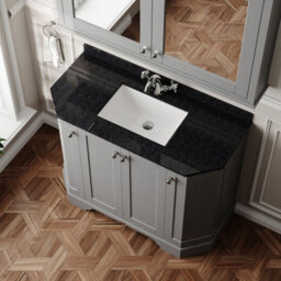 Hudson Reed Floor Standing 4-Door Angled Vanity Unit With 1 Tap Hole Black Marble Top & Basin, Storm Grey, 1036X470mm - thumbnail 3