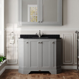 Hudson Reed Floor Standing 4-Door Angled Vanity Unit With 1 Tap Hole Black Marble Top & Basin, Storm Grey, 1036X470mm - thumbnail 2