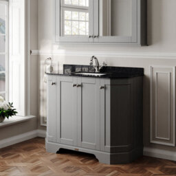 Hudson Reed Floor Standing 4-Door Angled Vanity Unit With 1 Tap Hole Black Marble Top & Basin, Storm Grey, 1036X470mm - thumbnail 4