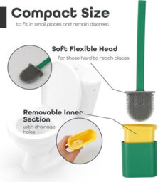 Divchi Toilet Brushes & Holders Bathroom Accessory  Cleaning Products  Silicone  Deep Cleaner  Holder Set (Green) - thumbnail 3