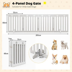Costway 4-Panel Dog Gate Freestanding Pet Fence Folding Safety Barrier W/ 2 Removable Feet - thumbnail 2