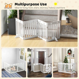 Costway 4-Panel Dog Gate Freestanding Pet Fence Folding Safety Barrier W/ 2 Removable Feet - thumbnail 8
