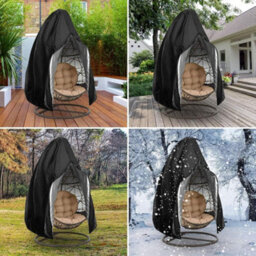 (Black, 230 200Cm) Hanging Chair, Garden Rattan Wicker Waterproof Protective Cover For Egg Chair - thumbnail 5
