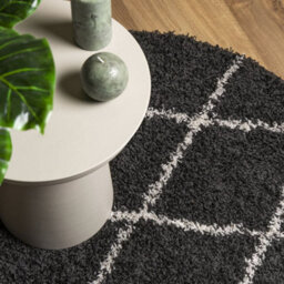 Berkfield Shaggy Rug Pamplona High Pile Modern Black And Cream Size  280 Cm - thumbnail 7