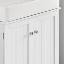 Sobuy Bzr18-W, Under Sink Storage Bathroom Cabinet Bathroom Storage Unit With Doors And Adjustable Shelf, White - thumbnail 9