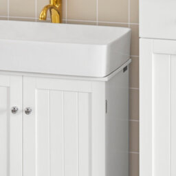 Sobuy Bzr18-W, Under Sink Storage Bathroom Cabinet Bathroom Storage Unit With Doors And Adjustable Shelf, White - thumbnail 5