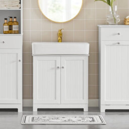Sobuy Bzr18-W, Under Sink Storage Bathroom Cabinet Bathroom Storage Unit With Doors And Adjustable Shelf, White - thumbnail 2