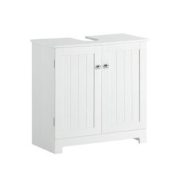 Sobuy Bzr18-W, Under Sink Storage Bathroom Cabinet Bathroom Storage Unit With Doors And Adjustable Shelf, White - thumbnail 1