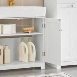 Sobuy Bzr18-W, Under Sink Storage Bathroom Cabinet Bathroom Storage Unit With Doors And Adjustable Shelf, White - thumbnail 4