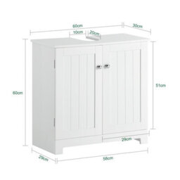 Sobuy Bzr18-W, Under Sink Storage Bathroom Cabinet Bathroom Storage Unit With Doors And Adjustable Shelf, White - thumbnail 3