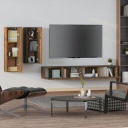 Berkfield 4 Piece Tv Cabinet Set Smoked Oak Engineered Wood - thumbnail 3
