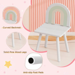 Costway Kids Vanity Table And Chair Set Girls Vanity Set W/ Cloud-Shaped Mirror White - thumbnail 7