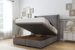 "Sloomy Devonshire Slate Naples Ottoman Bed With Mattress With 54"" Wingback Headboard 6' Super King" - thumbnail 2
