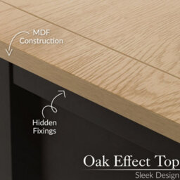 Christow Coffee Table Oak-Effect Top Cupboards & Shelves Charcoal H40Cm X W115Cm X D60Cm - thumbnail 5