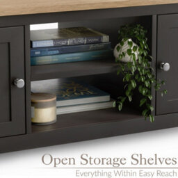 Christow Coffee Table Oak-Effect Top Cupboards & Shelves Charcoal H40Cm X W115Cm X D60Cm - thumbnail 3