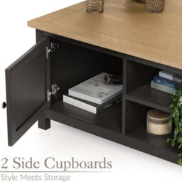 Christow Coffee Table Oak-Effect Top Cupboards & Shelves Charcoal H40Cm X W115Cm X D60Cm - thumbnail 2