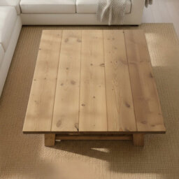 L120Xw88Cm Large Arba Rustic Solid Wood Coffee Table With Shelf - thumbnail 8