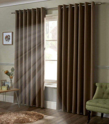 Alan Symonds Blackout Curtains Eyelet Ring Top Ready Made, Polyester, Beige, 66 X 54