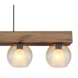 Luminosa Lighting Luminosa Barry I Bar Pendant Ceiling Light Matt Black Amber Glass Shade 4X E27 - thumbnail 4