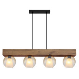 Luminosa Lighting Luminosa Barry I Bar Pendant Ceiling Light Matt Black Amber Glass Shade 4X E27 - thumbnail 3