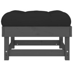 Berkfield Garden Footstool With Cushion Grey Solid Wood Pine - thumbnail 5