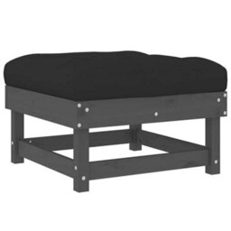 Berkfield Garden Footstool With Cushion Grey Solid Wood Pine - thumbnail 6