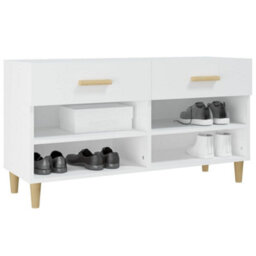 Berkfield Elegant Shoe Cabinet White 102X35X55 Cm Engineered Wood - thumbnail 4