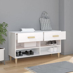 Berkfield Elegant Shoe Cabinet White 102X35X55 Cm Engineered Wood - thumbnail 3