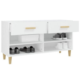 Berkfield Elegant Shoe Cabinet White 102X35X55 Cm Engineered Wood - thumbnail 5