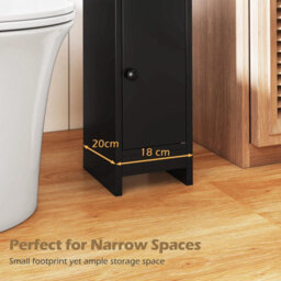 Gainoom Bathroom Black Storage Cabinet Small Corner Floor Cabinet With Door And Adjustable Shelves - thumbnail 9