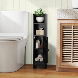 Gainoom Bathroom Black Storage Cabinet Small Corner Floor Cabinet With Door And Adjustable Shelves - thumbnail 3