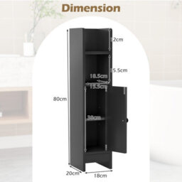Gainoom Bathroom Black Storage Cabinet Small Corner Floor Cabinet With Door And Adjustable Shelves - thumbnail 2