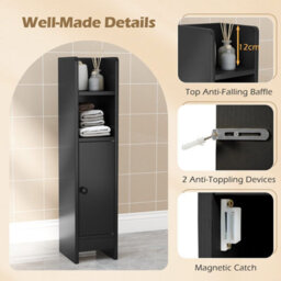 Gainoom Bathroom Black Storage Cabinet Small Corner Floor Cabinet With Door And Adjustable Shelves - thumbnail 7