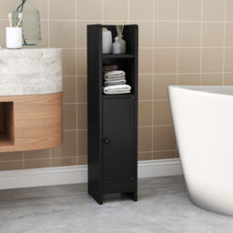 Gainoom Bathroom Black Storage Cabinet Small Corner Floor Cabinet With Door And Adjustable Shelves - thumbnail 4