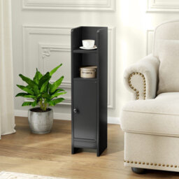 Gainoom Bathroom Black Storage Cabinet Small Corner Floor Cabinet With Door And Adjustable Shelves - thumbnail 6