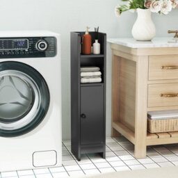 Gainoom Bathroom Black Storage Cabinet Small Corner Floor Cabinet With Door And Adjustable Shelves - thumbnail 5