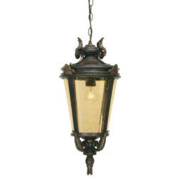 Large Weathered Bronze Led Chain Lantern Light With E27 Bulb