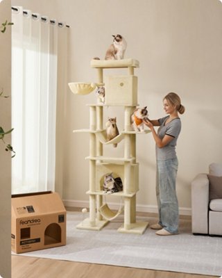 LEDREM 201 Cm Tall Cat Tree, Xxl Large Cat Tower For Indoor Cats, Multi-Level Cat Condo With 4 Scratching Posts, 2 Hammocks, A Perch - image 1