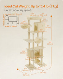 LEDREM 201 Cm Tall Cat Tree, Xxl Large Cat Tower For Indoor Cats, Multi-Level Cat Condo With 4 Scratching Posts, 2 Hammocks, A Perch - thumbnail 8