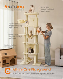 LEDREM 201 Cm Tall Cat Tree, Xxl Large Cat Tower For Indoor Cats, Multi-Level Cat Condo With 4 Scratching Posts, 2 Hammocks, A Perch - thumbnail 2