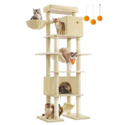 LEDREM 201 Cm Tall Cat Tree, Xxl Large Cat Tower For Indoor Cats, Multi-Level Cat Condo With 4 Scratching Posts, 2 Hammocks, A Perch - thumbnail 4