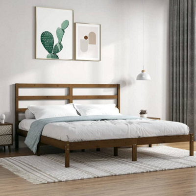 Berkfield Bed Frame Honey Brown Solid Wood Pine 200X200 Cm - image 1